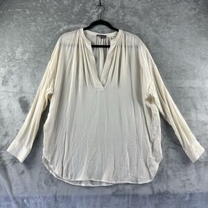 Vince Blouse Top Women's M Ivory Off White Flowy Sheer 100% Silk